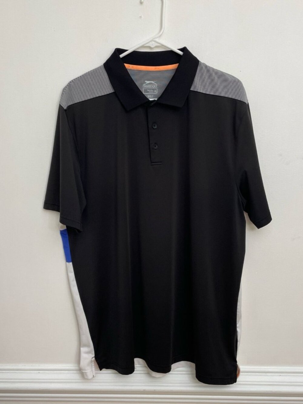 Slazenger Golf‎ Shirt Men’s XL Black Front Striped Back Athletic Athleisure
